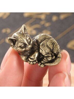 Miniature Brass Kitten Cat Spirit Animal Comfort Intuition Protection Talisman